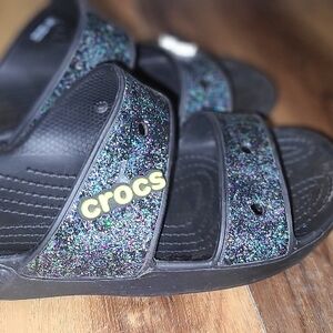 CROCS Black Glitter Sandals
